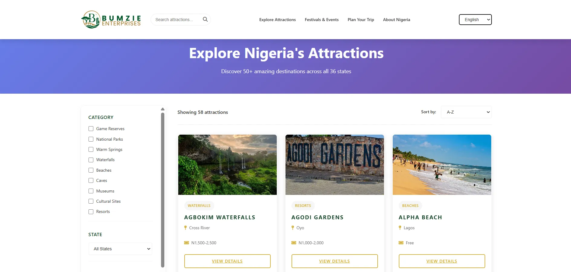 Bumzie Enterprises project screenshot